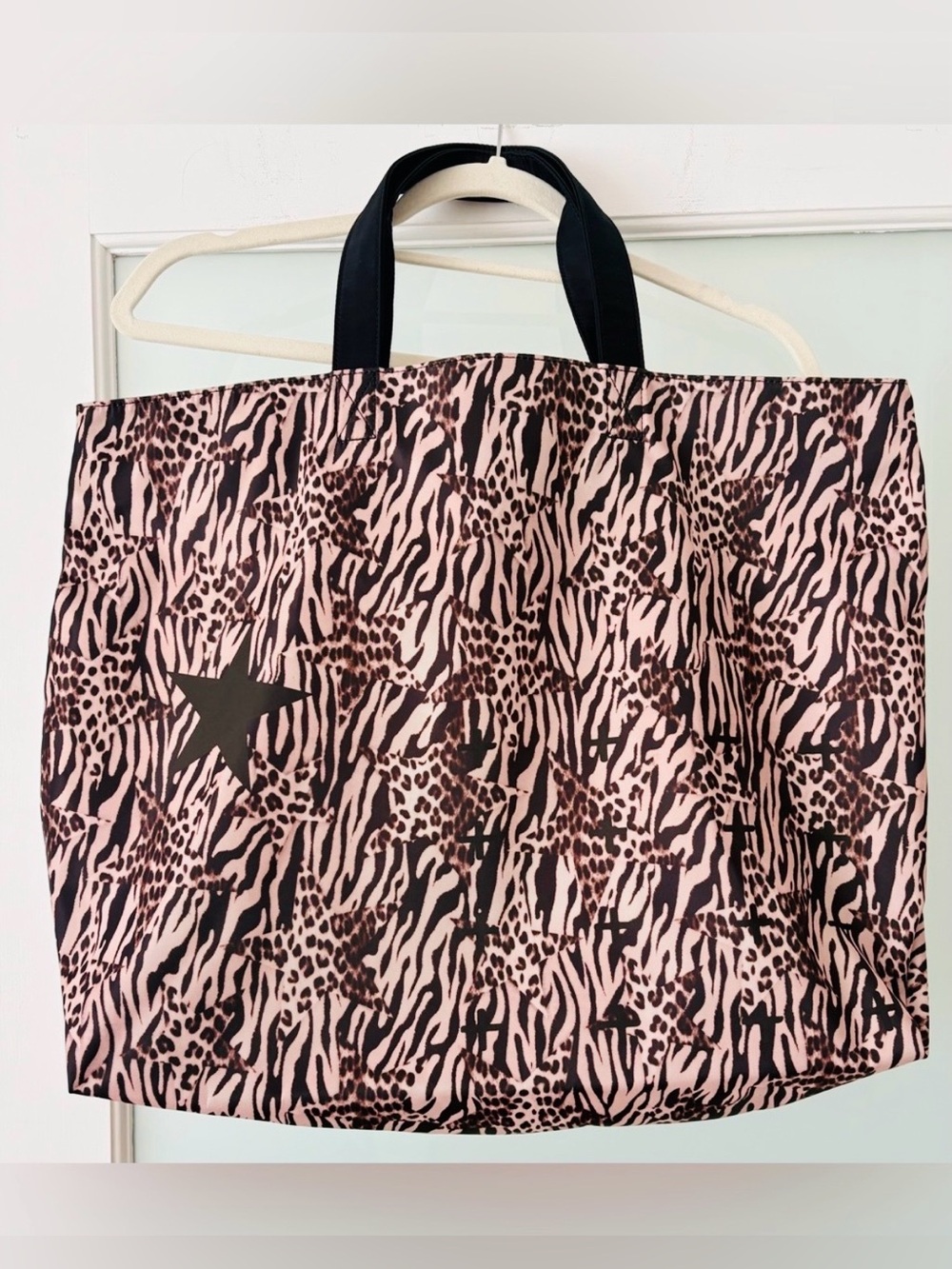 Ksubi Oversized Zebra Leopard Print Nylon Tote Large Travel Carryall | NWT